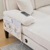 U-förmiges 4-Sitzer Sofa 250x130x88 cm mit 2 Chaise-Lounges, Seitentaschen und USB/Type-C, Leinenstoff Beige Bild 4