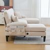 U-förmiges 4-Sitzer Sofa 250x130x88 cm mit 2 Chaise-Lounges, Seitentaschen und USB/Type-C, Leinenstoff Beige Bild 3