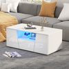 LED-Couchtisch 100x50x40 cm mit Hochglanzfront, 2 Schränken, 1 Schublade & offenem Ablagefach,Weiß Bild 5