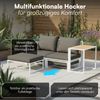 STEELSØN 'Asteri' Gartenlounge-Set, 5-tlg. Metall-Sitzgruppe mit 2 Sesseln, 2 Hockern und Tisch, inkl. Sitzpolster, weiß/anthrazit, wetterfest Bild 4