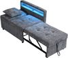 Merax Polsterbett Schlafsofa 3 in 1 Multifunktions-Schlafsofa, Leinenstoffsofa mit verstellbarer Rückenlehne, Die Armlehne verfügt über LED-Lichtleisten und USB-/Typ-C-Anschlüsse, grau Bild 4