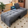 Merax Polsterbett Schlafsofa 3 in 1 Multifunktions-Schlafsofa, Leinenstoffsofa mit verstellbarer Rückenlehne, Die Armlehne verfügt über LED-Lichtleisten und USB-/Typ-C-Anschlüsse, grau Bild 2