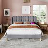 Polsterbett 140×200 cm mit USB- und Typ-C-Anschluss, graues Leinen, mit Matratze Bild 3