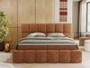Boxspringbett mit dekorativem Kopfteil, Doppelbett mit zwei 7 Härtezonen Multipocket-Matratzen, Bettkästen, Polsterbett - NIRA - 160 x 200 cm - Orange Struktur - H3 Bild 4