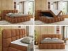 Boxspringbett mit dekorativem Kopfteil, Doppelbett mit zwei 7 Härtezonen Multipocket-Matratzen, Bettkästen, Polsterbett - NIRA - 160 x 200 cm - Orange Struktur - H3 Bild 2