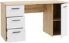 Schreibtisch >NET307< 3 Schübe, 1 Tür, Weiss / Artisan Eiche Dekor - 138,2x75,3cm (BxH) Bild 5