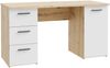 Schreibtisch >NET307< 3 Schübe, 1 Tür, Weiss / Artisan Eiche Dekor - 138,2x75,3cm (BxH) Bild 4