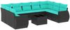 vidaXL 10-teiliges Gartensofa-Set mit Kissen, schwarzes Polyrattan 3221806 Bild 2