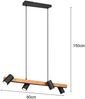 LED Holzbalken Pendelleuchte 4-flammig Schwarz, Breite 80cm Bild 4