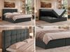 Boxspringbett SOLVEN mit Matratze H3 und Topper Visco, zwei Bettkästen, Doppelbett mit Stauraum, Bonell-Federkern, gepolsterte Kopfstütze - 200 x 200 cm - Dunkelgrau Jersey Bild 2