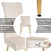 Merax Samt-Esszimmerstuhl, 2er-Set, luxuriös, Wohnzimmer, Schlafzimmer, Lounge-Stuhl mit vier Goldene Metallstützbeinen, Lendenwirbelstütze,Beige & Gold Bild 5