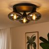LED Deckenlampe, Metall, schwarz, rauchfarbenes Glas, D 39 cm Bild 2