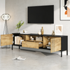 TV-Schrank 170 x 35 x 50 cm aus Spanplatte in Eicheoptik mit 2 Türen, 1 Schublade und offenem Fach Bild 4