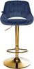 CLP 2er Set Barhocker Milet Samtbezug höhenverstellbar drehbar mit Rückenlehnen,blau Metall gold Bild 4