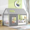 Bett 90x200 cm in Hausform aus Kiefernholz und MDF, Grau, mit Lattenrost, Matratze nicht enthalten Bild 3