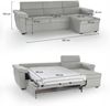 Dmora Schlafsofa mit Halbinsel Tolle, Verwandelbares Ecksofa für das Wohnzimmer, gepolstert, abnehmbar, 100 % Made in Italy, 285x160 h100 cm, Hellgrau Bild 3