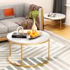 MODFU Couchtisch-Set 2-teilig, MDF in Marmoroptik mit Metallgestell, Gold/Weiß, 45x80 cm / 33,5x60 cm Bild 3
