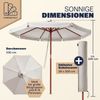 Kingsleeve Sonnenschirm 330 cm Holz mit UV Schutz 80+ Schutzhülle Balkon Garten creme Bild 2
