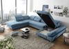 Couch MELFI L Sofa Schlafcouch Wohnlandschaft Schlaffunktion blau denim U-Form links Bild 3
