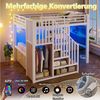 Flieks Hochbett projektoraufhängbar Metallbett 140x200cm mit Lichtstreife, Gitter und Stauraumtreppe Bild 3