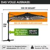 BRAST Alu Sonnenschirm Ampelschirm Ø300cm Grau + LEDs Schützhülle UV-Schutz 50+ wasserabweisend drehbar & höhenverstellbar Bild 2