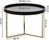 Couchtisch JESI 58,5 x 42 x 58,5 cm Schwarz / Gold Sofatisch Metall Rund, Designer Retro Wohnzimmertisch modern, Kleiner Loungetisch mit Metallgestell, Runder Tabletttisch mit Holz-Platte Bild 4