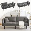 2-in-1 verstellbares Schlafsofa, 176x78x76 cm, Samt antikgrau, mit klappbaren Armlehnen Bild 4