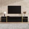MODFU TV-Schrank Hochglanz-TV-Ständer 180 x 40 x 38 cm, goldene Akzente (Packung, 1-St, Kombination aus Schubladen & Fächern, geräumig) Stilvolles Wohnzimmermöbel mit edlem Finish Bild 3