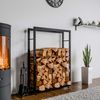 Kaminholzregal innen Metall SATLO - für Feuerholz Brennholzregal innen Kaminholzständer Kaminholzhalter Feuerholzregal InnenSchwarz, 25x80x150cm Bild 3
