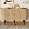 STILVORA Sideboard mit Schiebetüren,Aufbewahrungsschrank Beistellschrank mit Eisenbeinen (Kommode, Anrichte, Buffetschrank, 1 St, Aluminiumgriffen, Eisenbeinen), mit Rolljalousie-Türen Bild 2