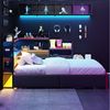 STILVORA Metallbett 90×200 mit Stauraum Jugendbett Kinderbett im Gaming (Metall-Gamingbett, Plattformbett, 3 Schubladen, Lochwand, Gaming-Stil, LED, USB, Seitenregale, Stauraum unter Bett), robust, platzsparend, modern, stabil, kabelarm, multifunktional Bild 2