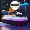 STILVORA Metallbett 90×200 mit Stauraum Jugendbett Kinderbett im Gaming (Metall-Gamingbett, Plattformbett, 3 Schubladen, Lochwand, Gaming-Stil, LED, USB, Seitenregale, Stauraum unter Bett), robust, platzsparend, modern, stabil, kabelarm, multifunktional Bild 4