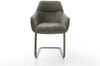 Delife Freischwinger Pejo-Flex, Effektfinish Titan, Taschenfederkern, Bouclé Soft Schlamm, 58x63x85 cm Bild 2