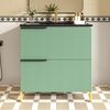 Badezimmer Waschtisch mit Keramikbecken, freistehender Badschrank mit Schubladen, moderner Waschplatz aus Spanplatte Bild 5