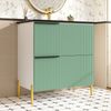 Badezimmer Waschtisch mit Keramikbecken, freistehender Badschrank mit Schubladen, moderner Waschplatz aus Spanplatte Bild 3