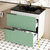 Badezimmer Waschtisch mit Keramikbecken, freistehender Badschrank mit Schubladen, moderner Waschplatz aus Spanplatte Bild 4