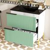 Badezimmer Waschtisch mit Keramikbecken, freistehender Badschrank mit Schubladen, moderner Waschplatz aus Spanplatte Bild 2