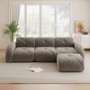 3-Sitzer Modulsofa H 76 x T 281 x B 171 cm mit Hocker aus Chenille in Braun Bild 2