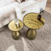 Beistelltisch Klidun Tropfen Glas und Metall, modern rundes Design, Antikgold, Größe M Bild 3
