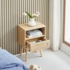 HAUSS SPOLE Nachttisch mit Schublade und Massivholzbeinen,Beistelltisch Rattangeflecht,Natur (Nachtkonsole mit Schubladenführungen für mühelosen Zugriff), Wohnzimmerschrank mit unverwechselbare handgefertigte Struktur Bild 3