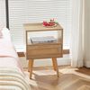 HAUSS SPOLE Nachttisch mit Schublade und Massivholzbeinen,Beistelltisch Rattangeflecht,Natur (Nachtkonsole mit Schubladenführungen für mühelosen Zugriff), Wohnzimmerschrank mit unverwechselbare handgefertigte Struktur Bild 2