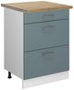 Küchenunterschrank R-Line Blau-Grau 60 cm mit Schubladen, AP Eiche Vicco Bild 5