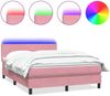 vidaXL Boxspringbett mit Matratze & LED Rosa 160x220 cm Samt 3316748 Bild 2
