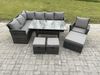 Fimous 10 Sitzer Outdoor Rattan Gartenmöbel-Set mit Rechteckiger Esstisch 3 Hockern Sessel Dunkelgrau gemischt Bild 2