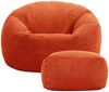 Icon Kingston Sitzsack mit Hocker Cord, Terrakotta, Sitzsack Erwachsene mit Füllung, Bean Bag, Cord Sessel, Lounge Sessel, Lounge Stuhl, Schlafzimmer, Wohnzimmer, Wohnzimmer Möbel Bild 4