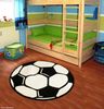 Kurzflor Kinderteppich Fußball, rund - weiß schwarz - 100x100x0,8cm Bild 4
