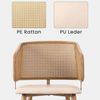 SeedWave Esszimmerstuhl Ergonomische Rattan-Diningstühle mit Armlehnen, Set aus 2, PE-Imitationsrattan, PU-Lederkissen, rutschfeste Bodenschutzpads Bild 3