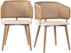SeedWave Esszimmerstuhl Ergonomische Rattan-Diningstühle mit Armlehnen, Set aus 2, PE-Imitationsrattan, PU-Lederkissen, rutschfeste Bodenschutzpads Bild 5