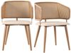 SeedWave Esszimmerstuhl Ergonomische Rattan-Diningstühle mit Armlehnen, Set aus 2, PE-Imitationsrattan, PU-Lederkissen, rutschfeste Bodenschutzpads Bild 4