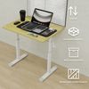 Höhenverstellbarer Schreibtisch manuell mit Kurbel,Steh-Sitz Tisch für Home Office, Doppelsäulen Gestell, stabil Schreibtisch,Holzfarbe Bild 4